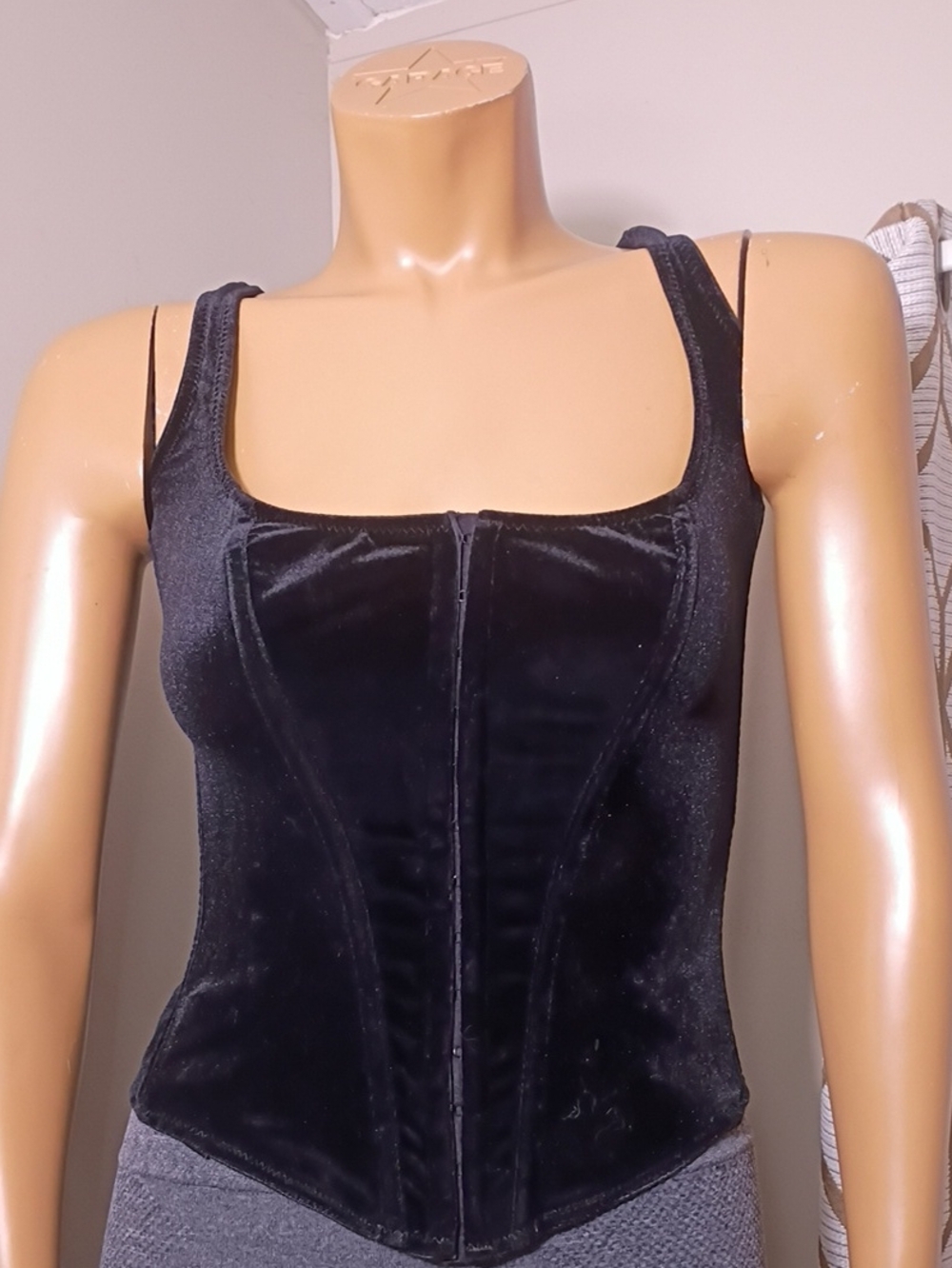 Victoria's Secret Black Velvet Corset-Style Camisole